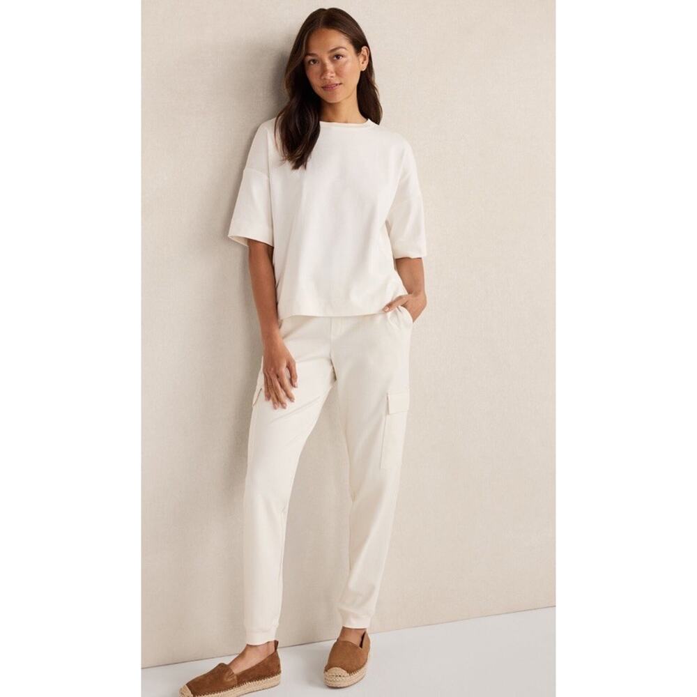 NWT Haven Well Within Cozy White Pants Cargo Jogger NEW 100% Tencel Lyocell XL